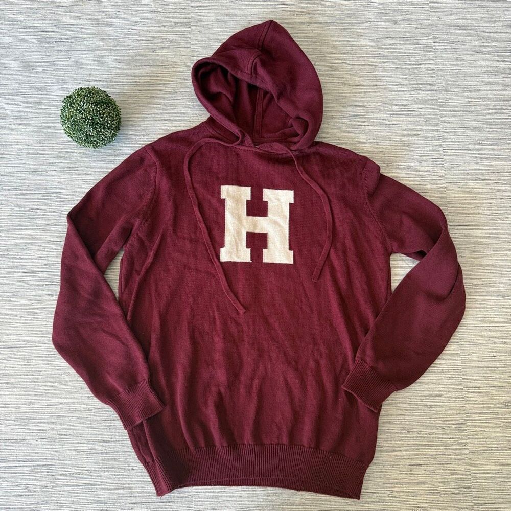 Harvard University Crimson Knit Hoodie The Coop XL 100% Cotton